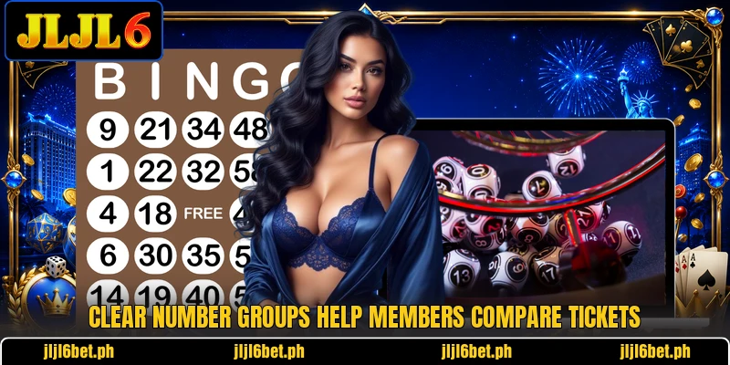 Clear number groups help members compare tickets