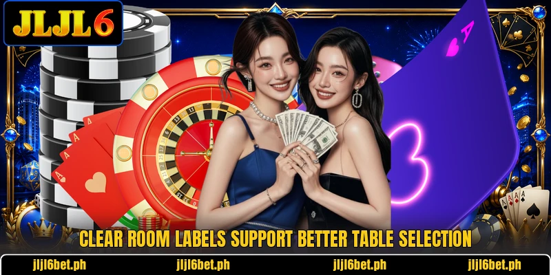 Clear room labels support better table selection