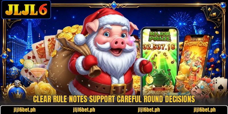 Clear rule notes support careful round decisions Clear rule notes support careful round decisions