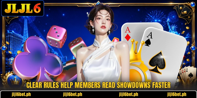 Clear rules help members read showdowns faster Clear rules help members read showdowns faster