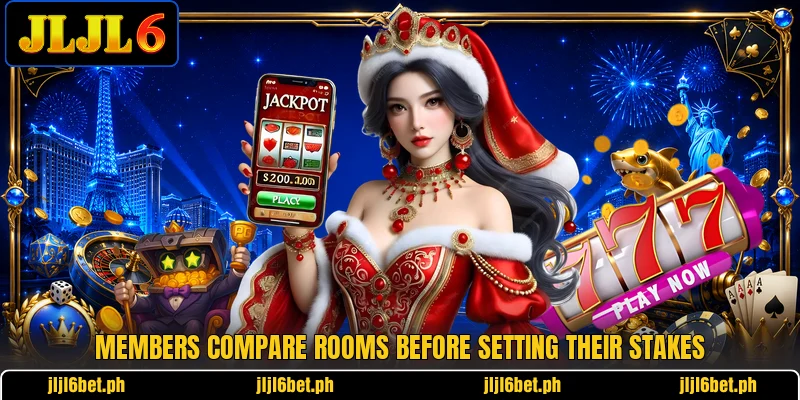 Members compare rooms before setting their stakes